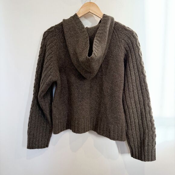 Vintage Carraig Donn Sweater Women Small Brown Shetland Wool Hood Full Zip Irish - Picture 4 of 14